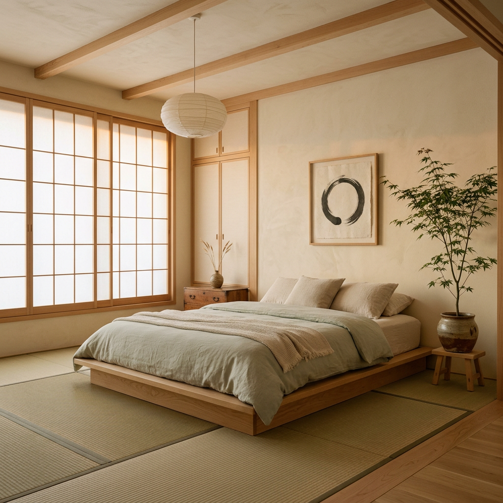 Minimalist, calm bedroom